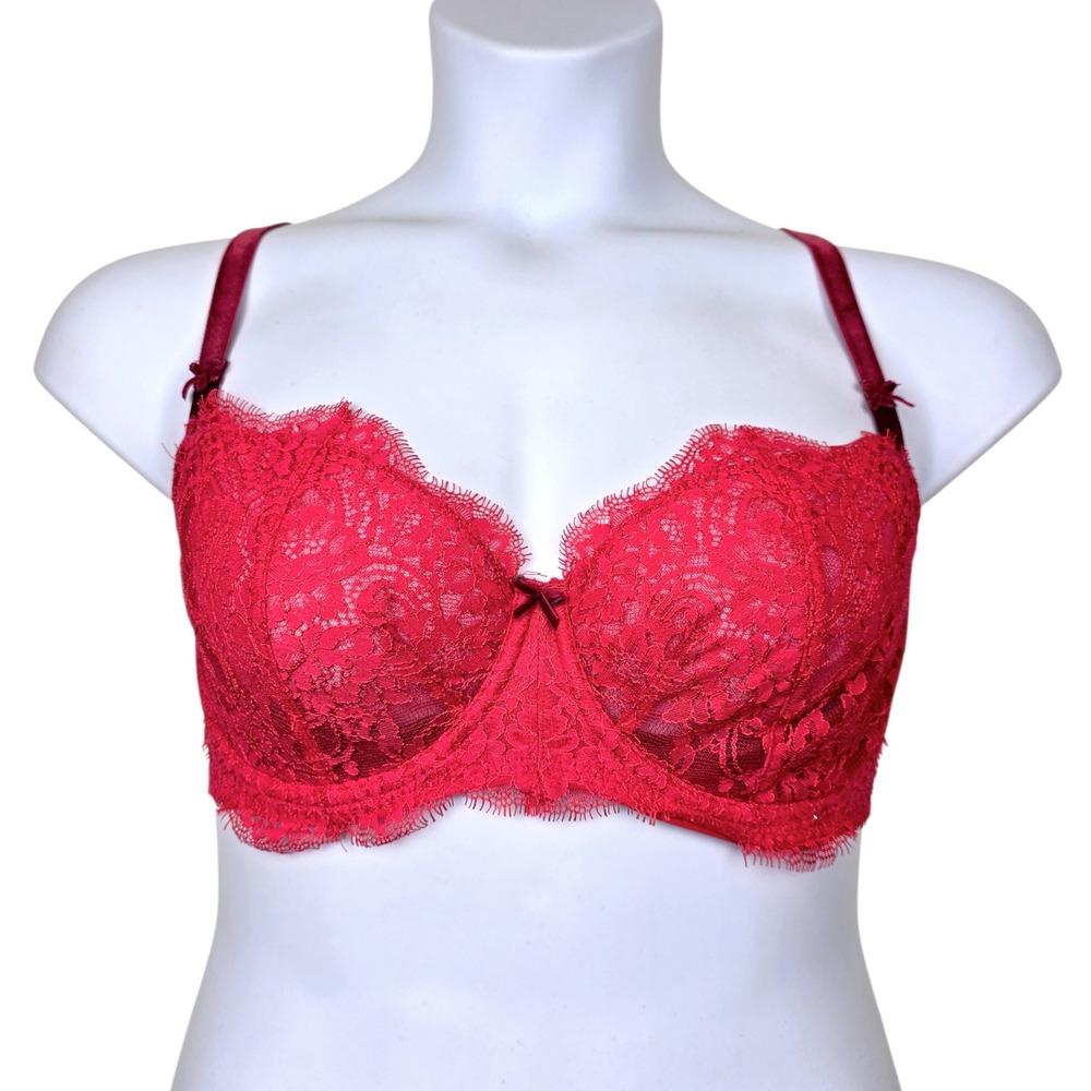 Victoria's Secret Dream Angels Red Lace Push-Up Without Padding Bra Size 36DD